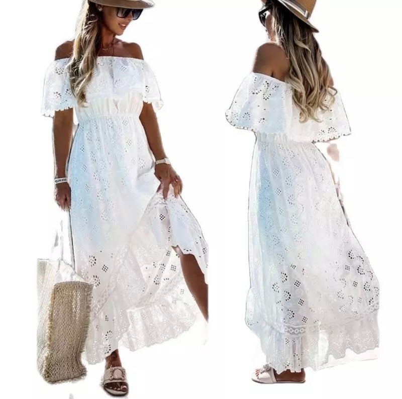 WhiteParty valkoinen olkaimeton mekko